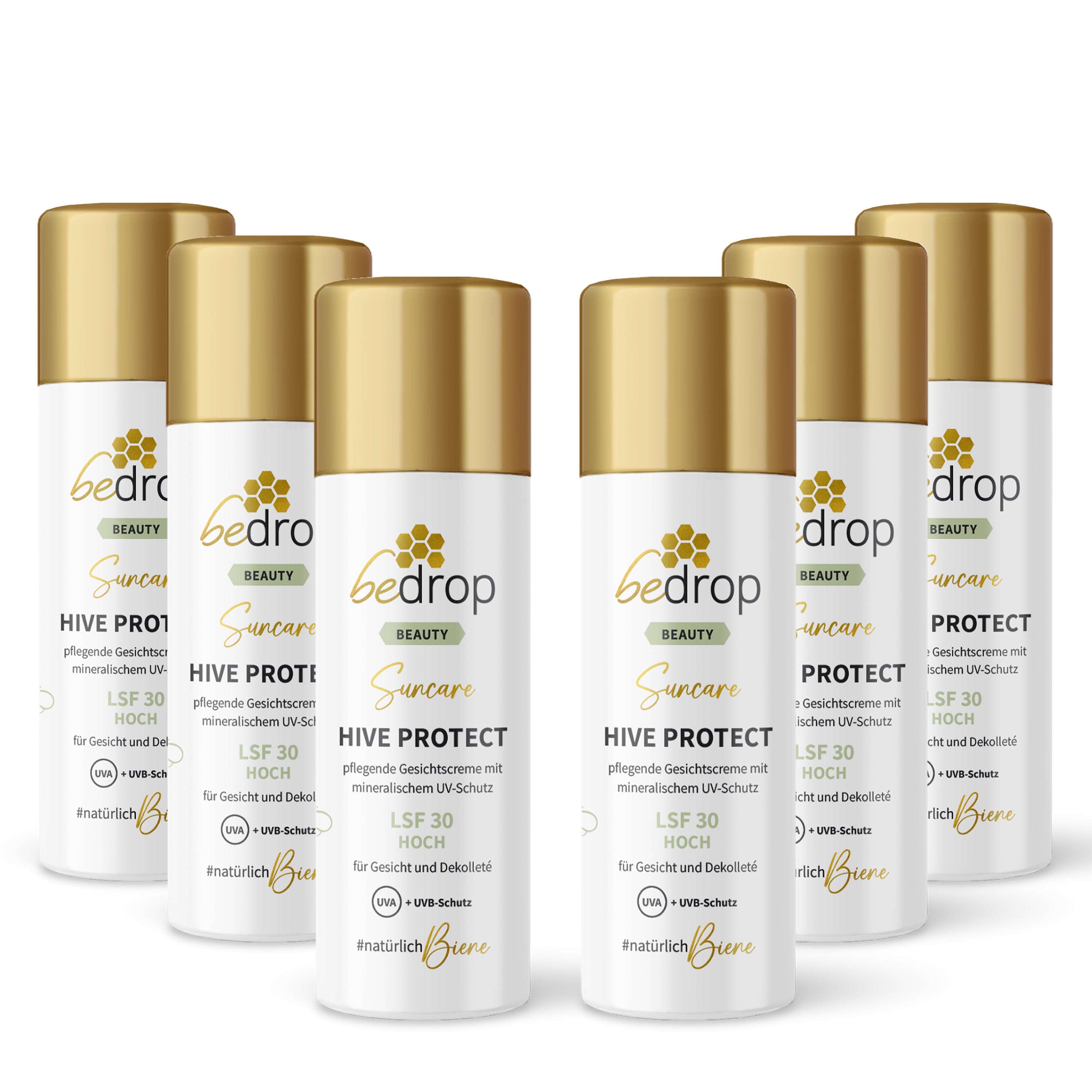 Vorteilsset: 6x HIVE PROTECT LSF 30 - Sonnencreme für Gesicht mit mineralischem UVA & UVB-Schutz - 50ml