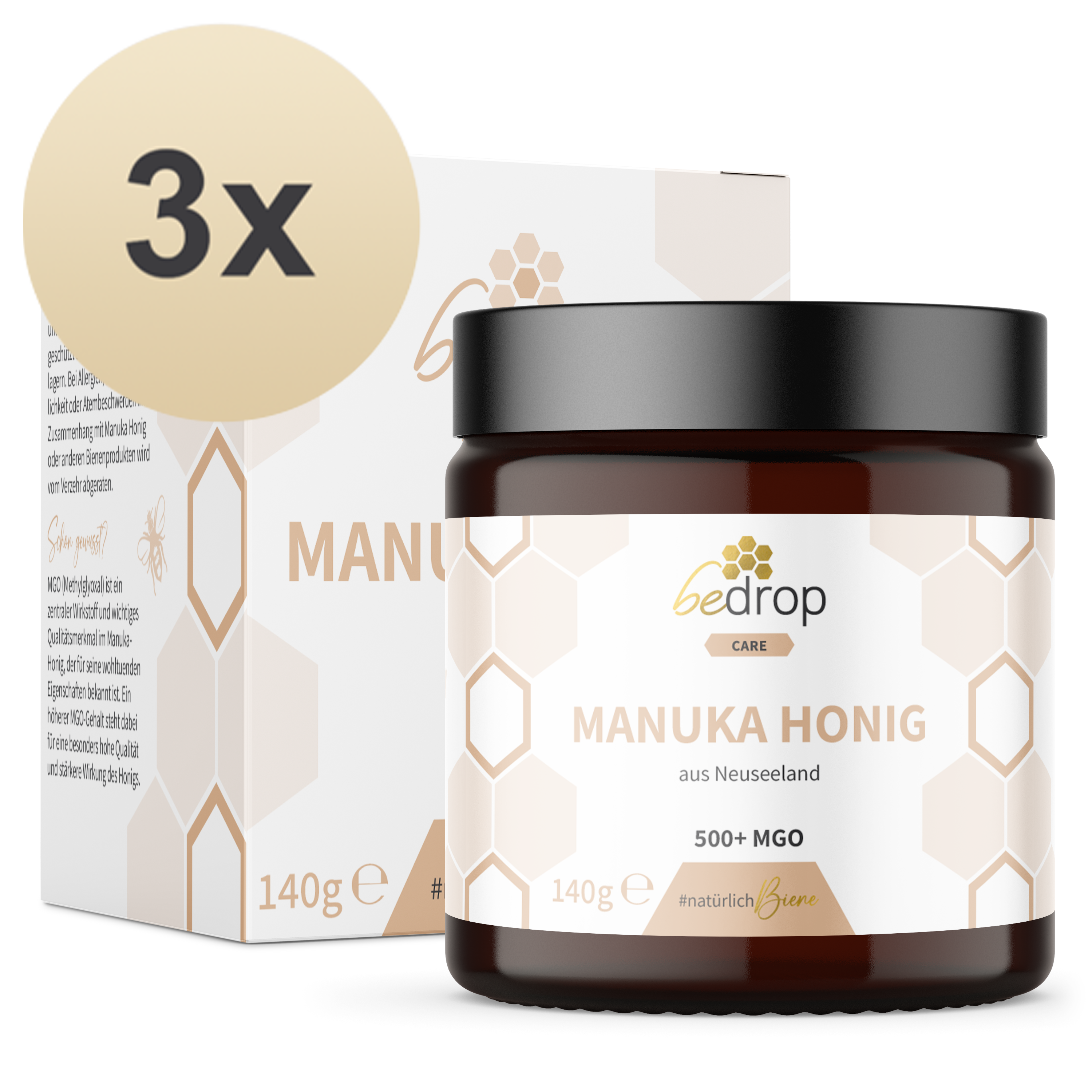 Vorteilsset: 3x Manuka Honig MGO 500+ - 140g zum Sparpreis