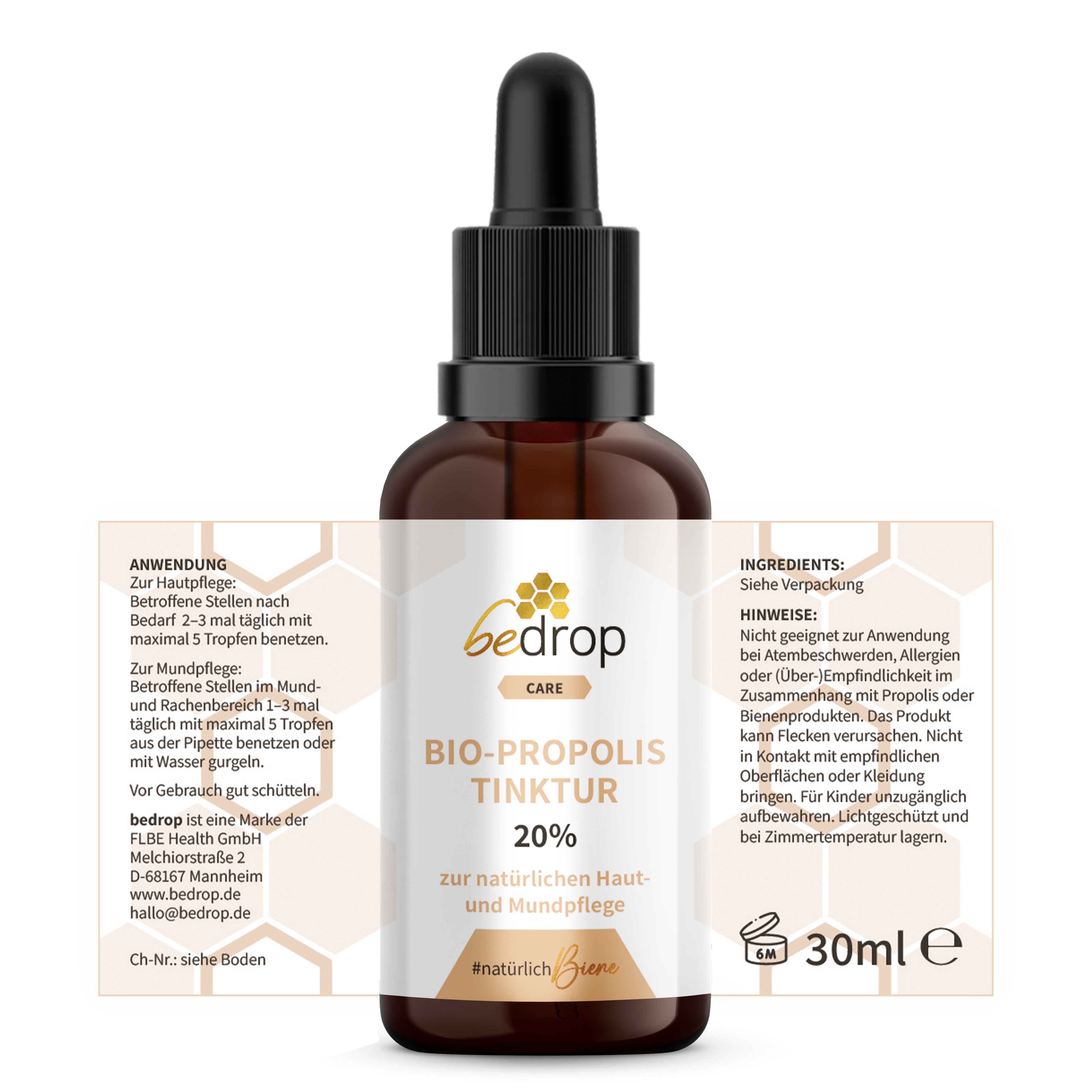 Propolis Extrakt Tinktur mit Pipette 20% - 30ml (Bio-Zertifiziert)