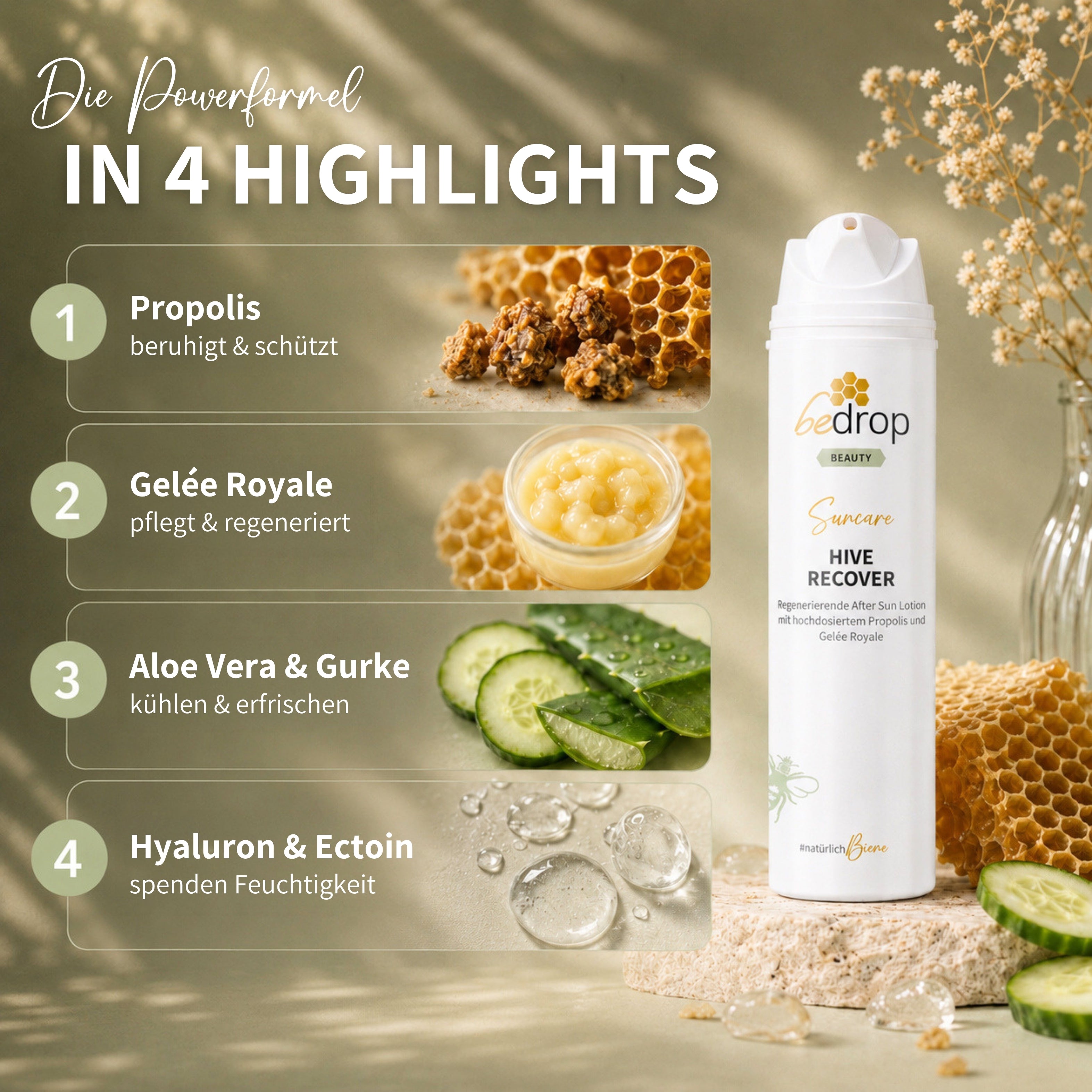 HIVE RECOVER - regenerierende After Sun Lotion mit hochdosiertem Gelée Royale & Propolis - 200ml