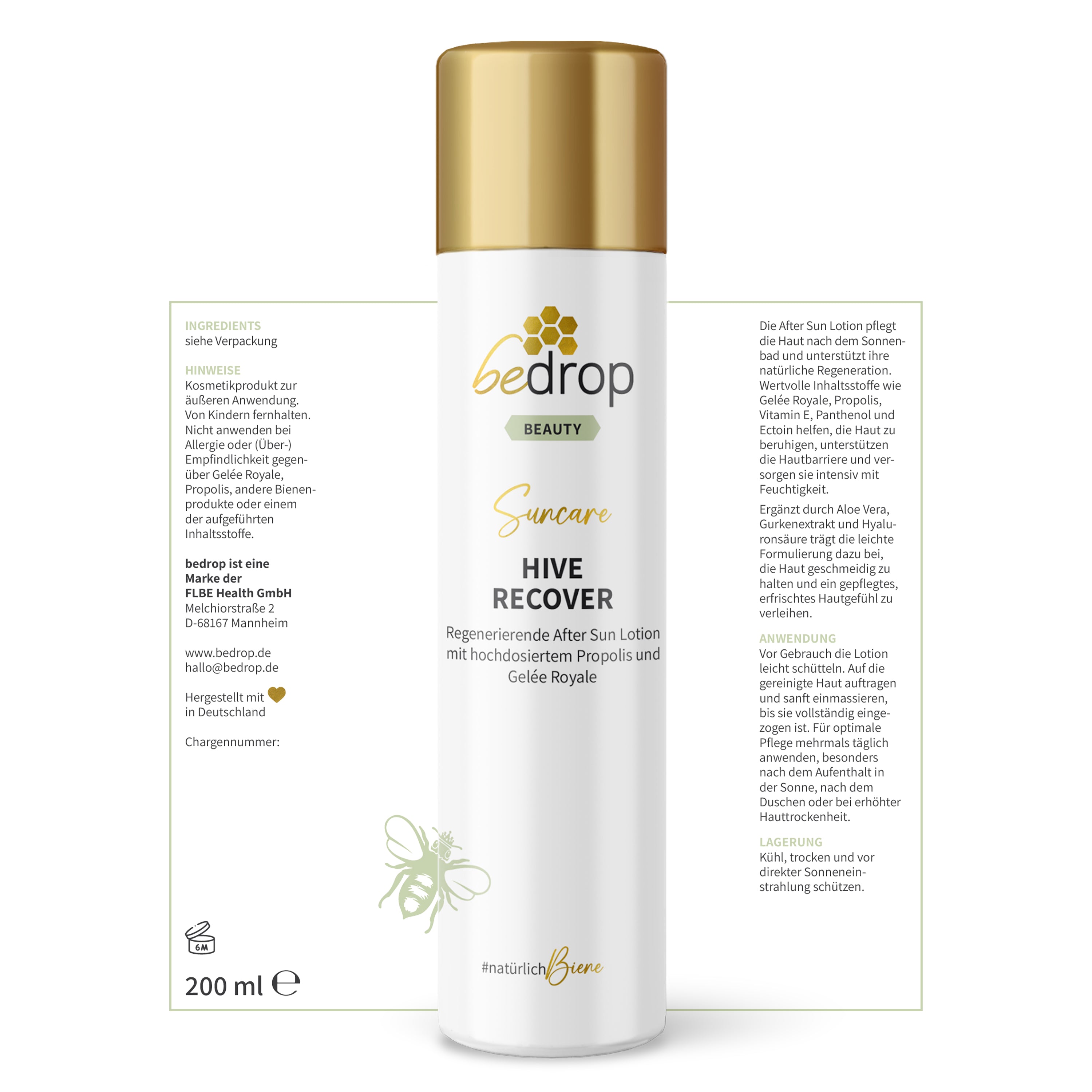 HIVE RECOVER - regenerierende After Sun Lotion mit hochdosiertem Gelée Royale & Propolis - 200ml