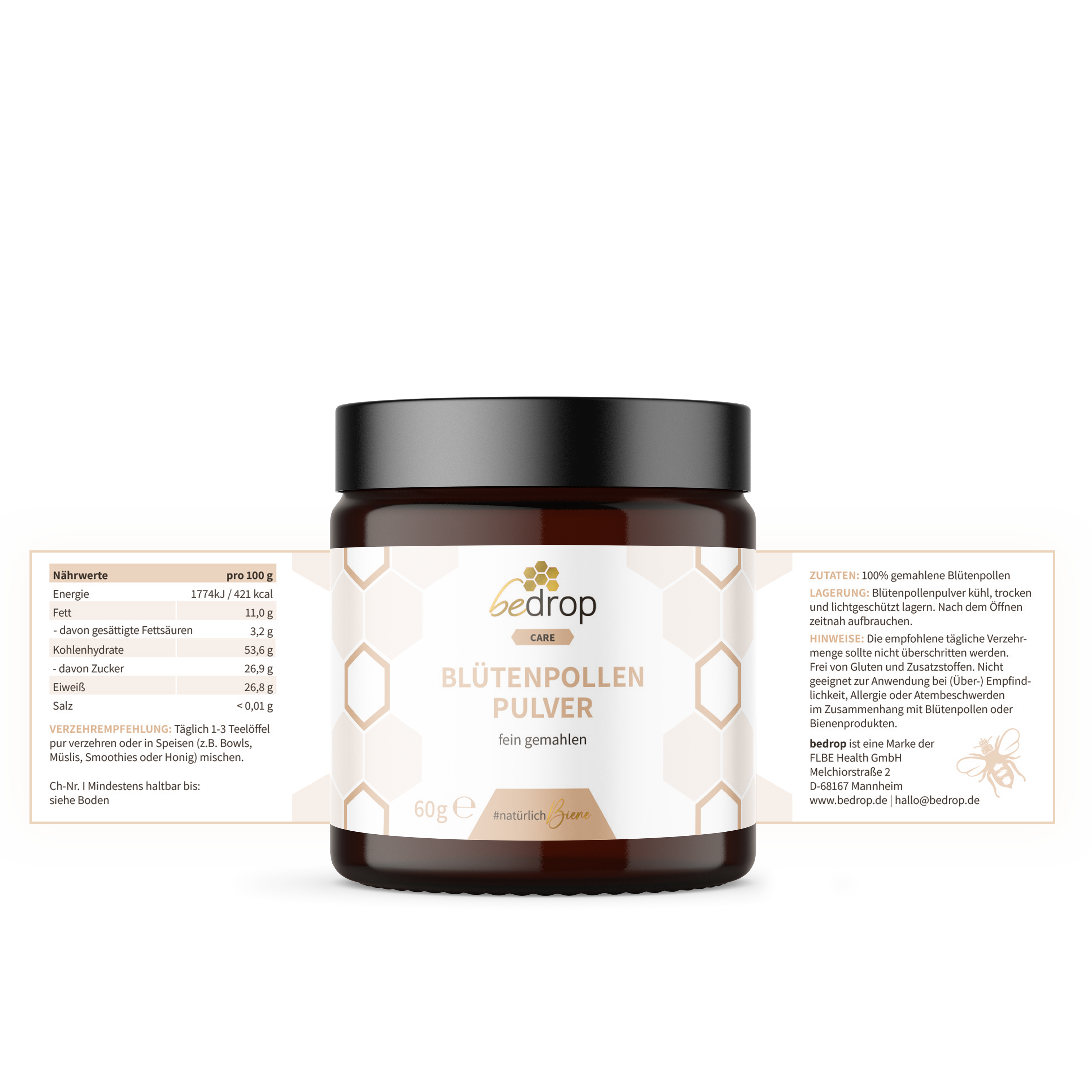 Blütenpollenpulver / Bienenpollen - 60g (Blütenpollen gemahlen)