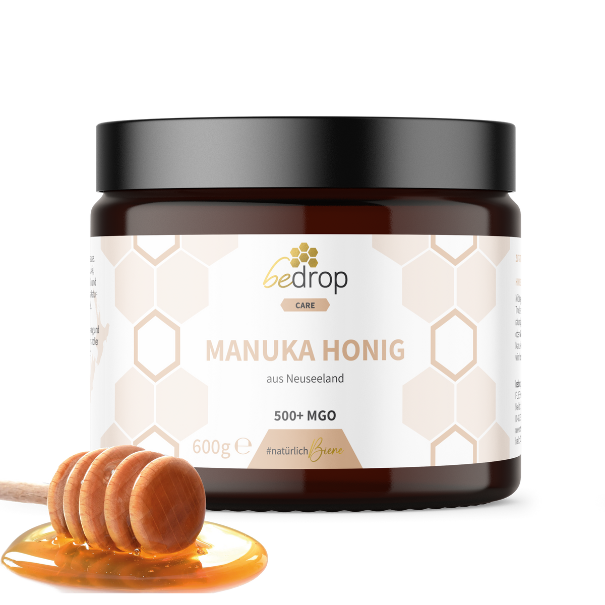 bedrop Honig Manuka Honig I XXL Glas mit MGO +500 aus Neuseeland, 1 x 140 g, (Packung, Original 100% natürlich - Echter Manuka Honig mit MGO Gehalt +500), MGO Gehalt über +500