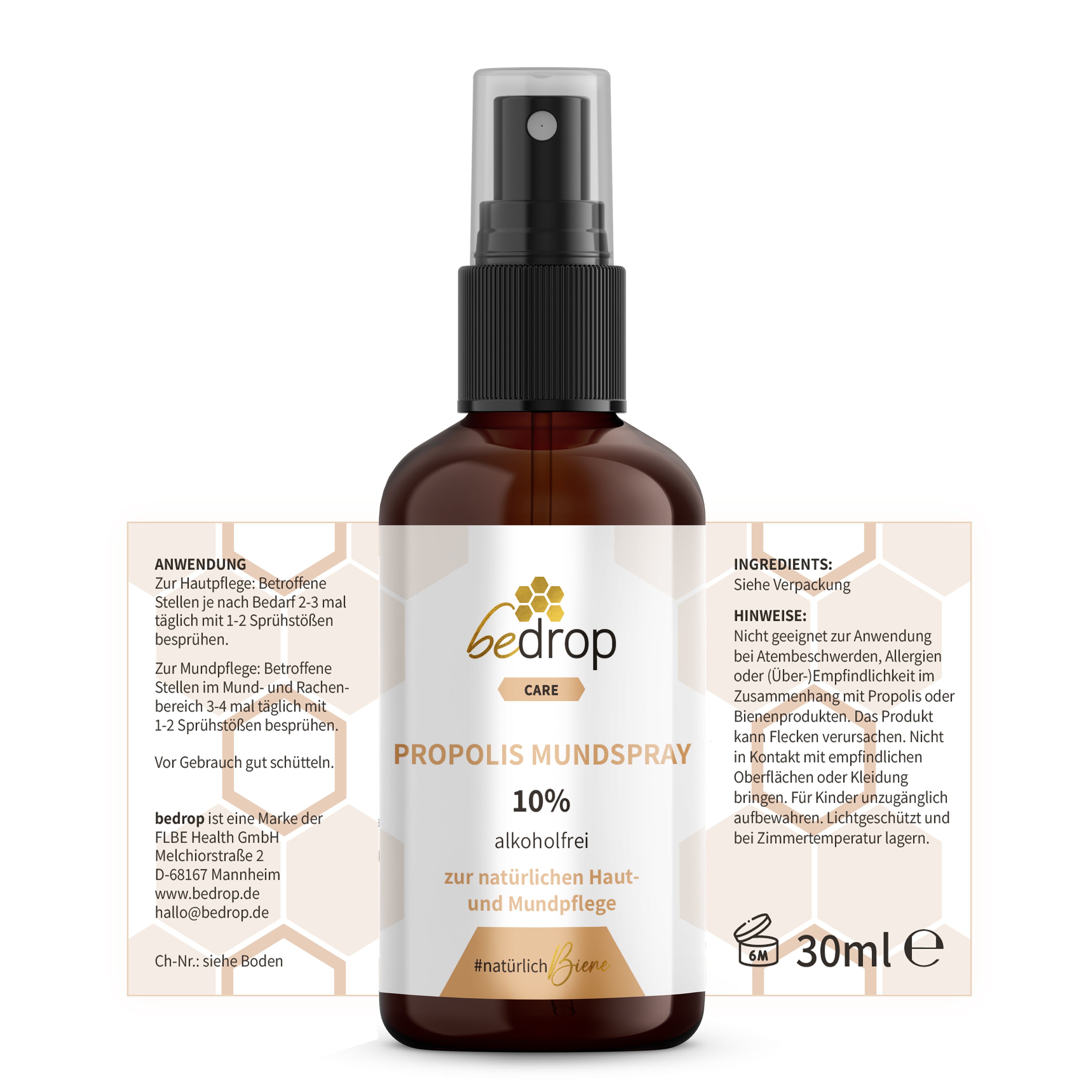 Propolis Tinktur Mundspray (alkoholfrei & wasserlöslich) - 30ml