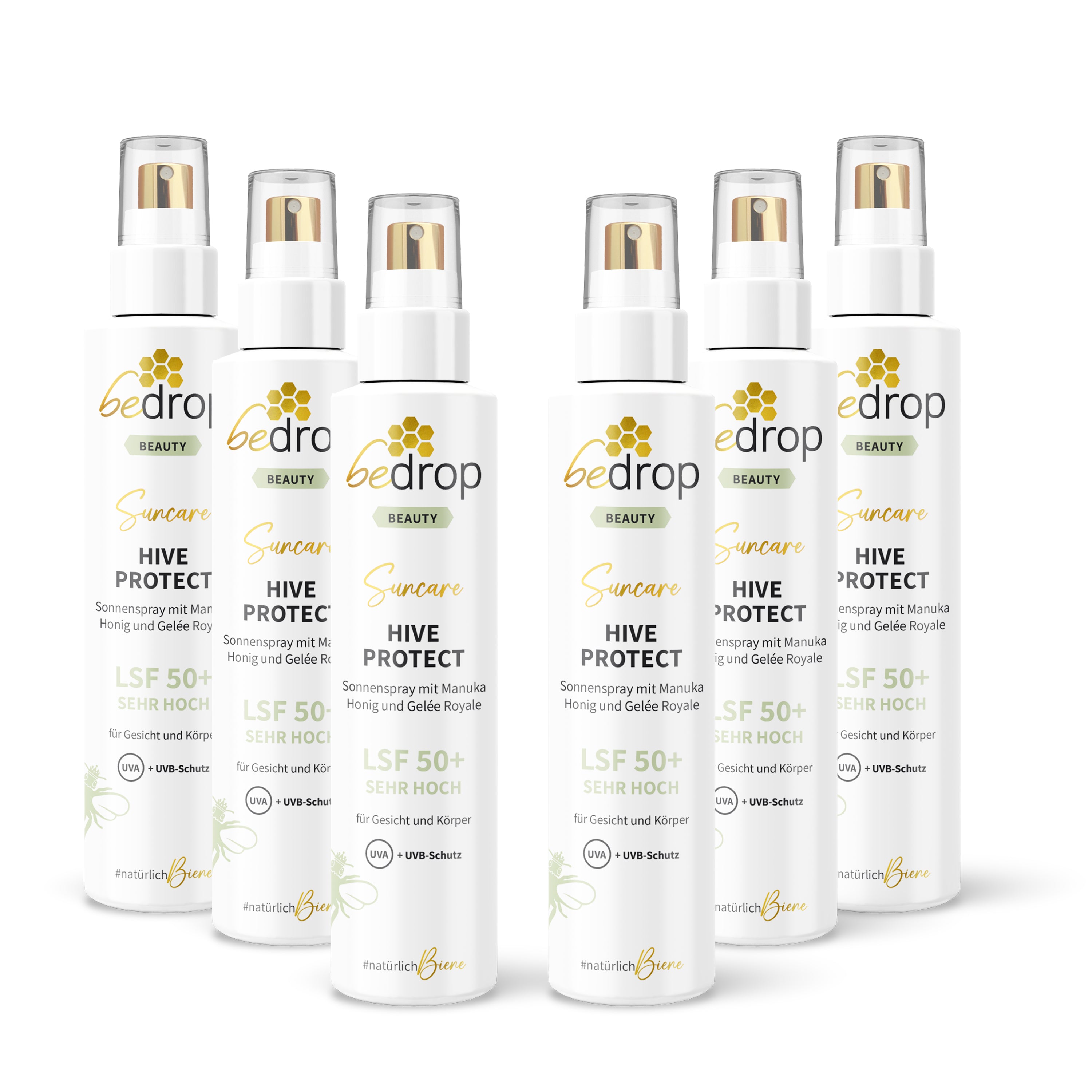 Vorteilsset: 6x HIVE PROTECT LSF 50+ - Sonnenspray mit Manuka Honig und Gelée Royale - 200ml
