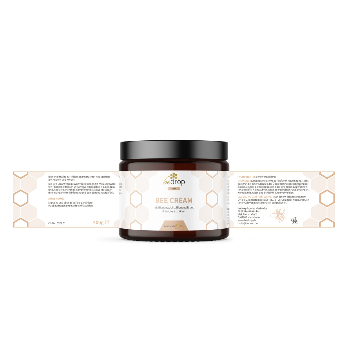 XXL Bee Cream Bienengiftsalbe mit 8 Kräuterextrakten - 400g