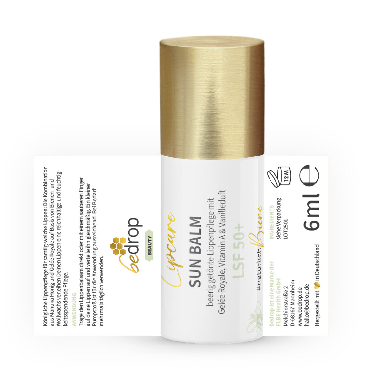 Vorteilsset: 3x Sun Balm LSF 50+ - getönter Lippenpflegebalsam mit Gelée Royale & zartem Vanilleduft